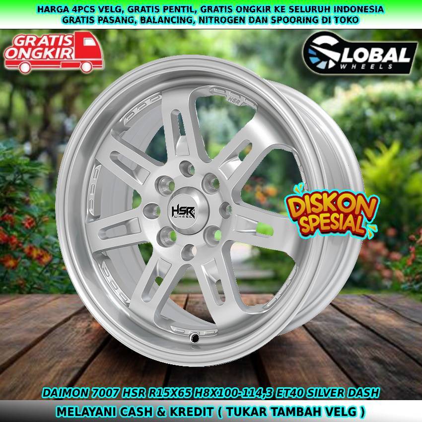 Velg R15 velg mobil Lancer| Mirage| March| Aerio| Ciaz| Baleno| Esteem| Ignis dll hsr daimon R15