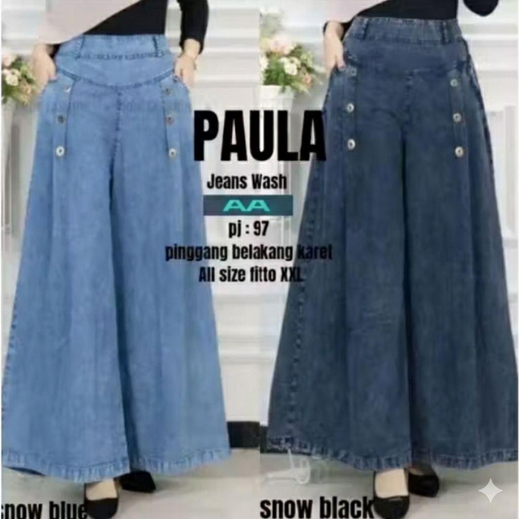 Celana Kulot Jeans Wanita Paula Jumbo dengan Bahan Lembut dan Nyaman