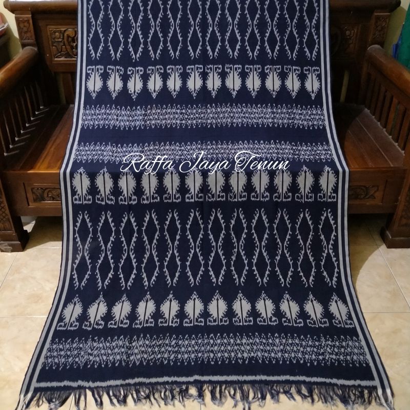 RJT Kain Tenun Ikat Blanket Etnik Tenun Troso Jepara Warna Biru Navy