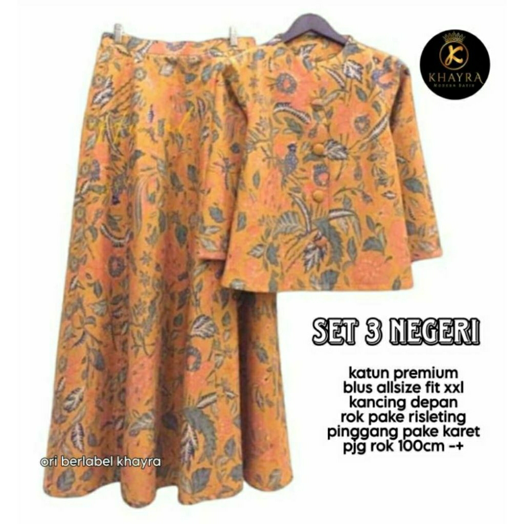 Set Tiga Negeri Batik Solo Setelan Batik Wanita