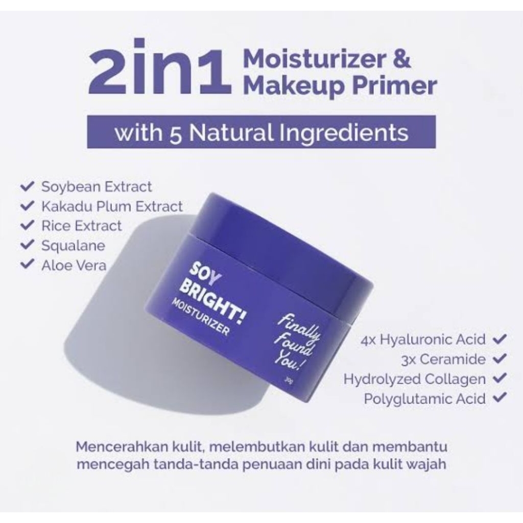 Finally Found You Soy Bright Moisturizer - 30 G - krim siang malam (Preloved)