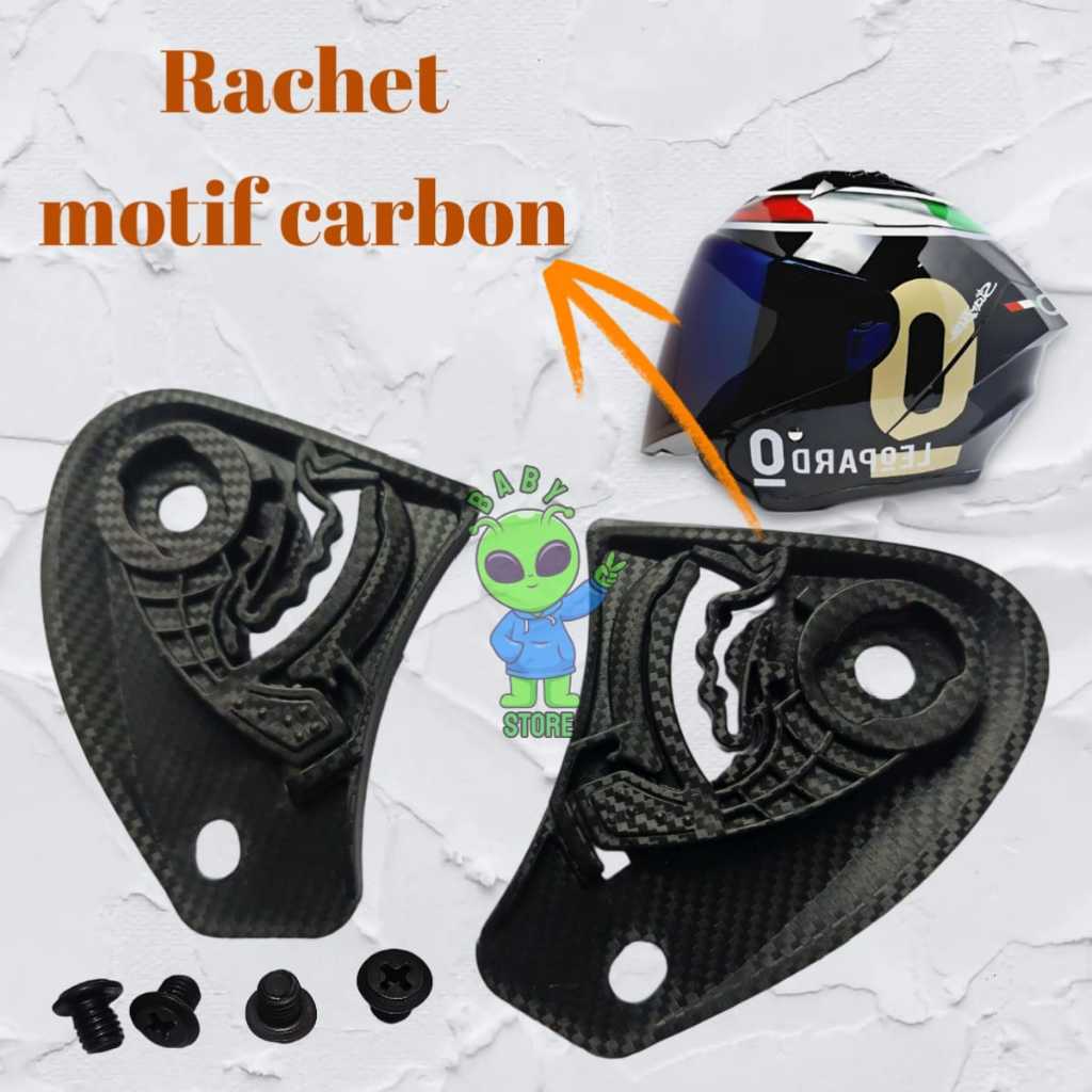 Rachet Helm MLA Phantom, mla St15, Rachet kaca Mla RR15, MLA Kairoz, Dudukan kaca helm Motif karbon