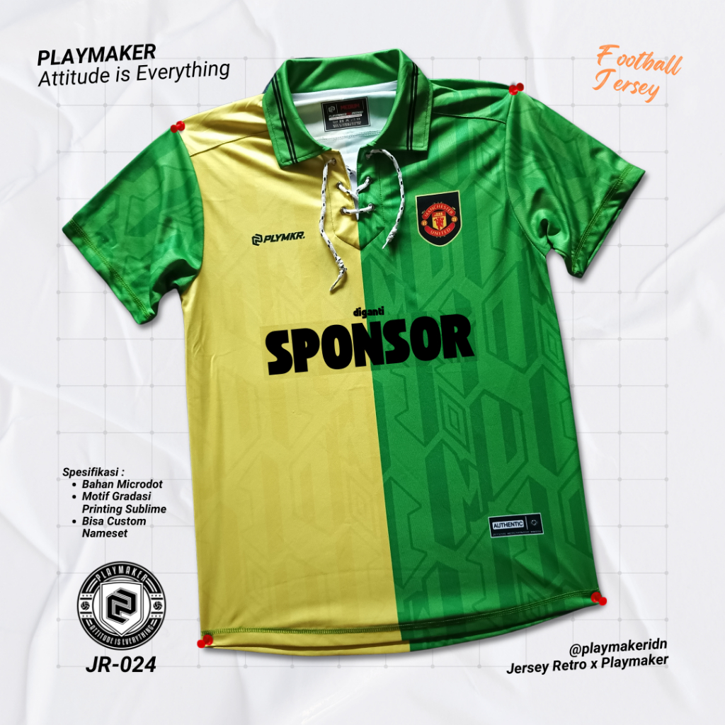 Jersey PLAYMAKER JR-024 Microdot Retro MU Sharp Green Gold Lace-Up M L XL XXL