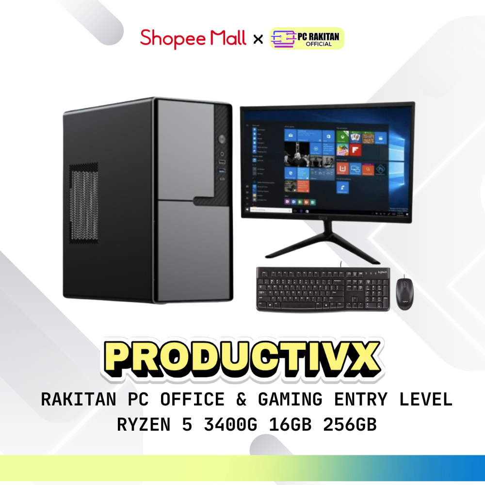 RAKITAN PC PRODUCTIVX OFFICE EDITING GAMING ENTRY LEVEL RYZEN 5 3400G 16GB 256GB