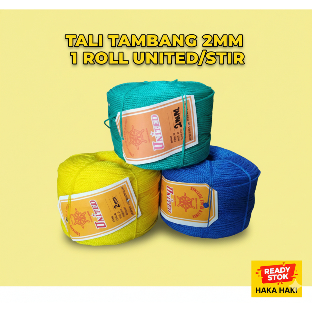 TALI TAMBANG 2MM UNITED 1 ROLL/ TALI 2MM UNITED