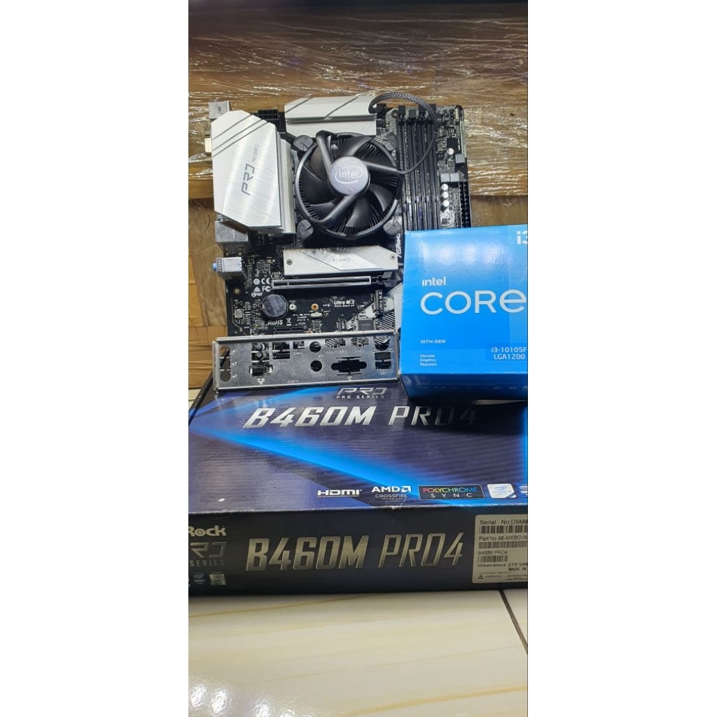 Asrock B460M pro4 prosesor core I3 10105f box bukan ryzen i5 i7