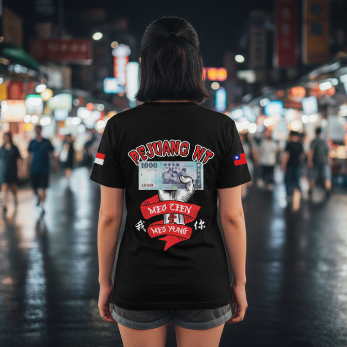 Kaos Distro Pria Wanita Rantau Taiwan Pejuang NT | Cotton Combed Hitam Lengan Pendek Panjang