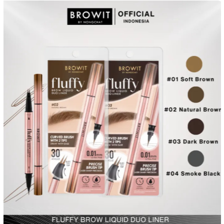 BROWIT BY NONGCHAT Fluffy Brow Liquid Duo Liner / Eyeliner Waterproof / Eyebrow 2 in 1 / Spidol Alis