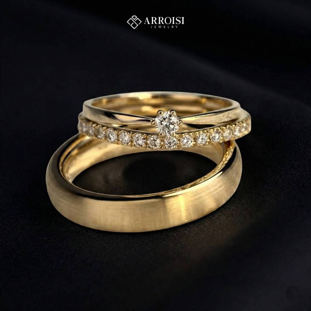 Arroisi Jewelry Cincin Kawin Platinum Cincin Kawin Palladium Cincin Kawin emas (PLT - 3226)