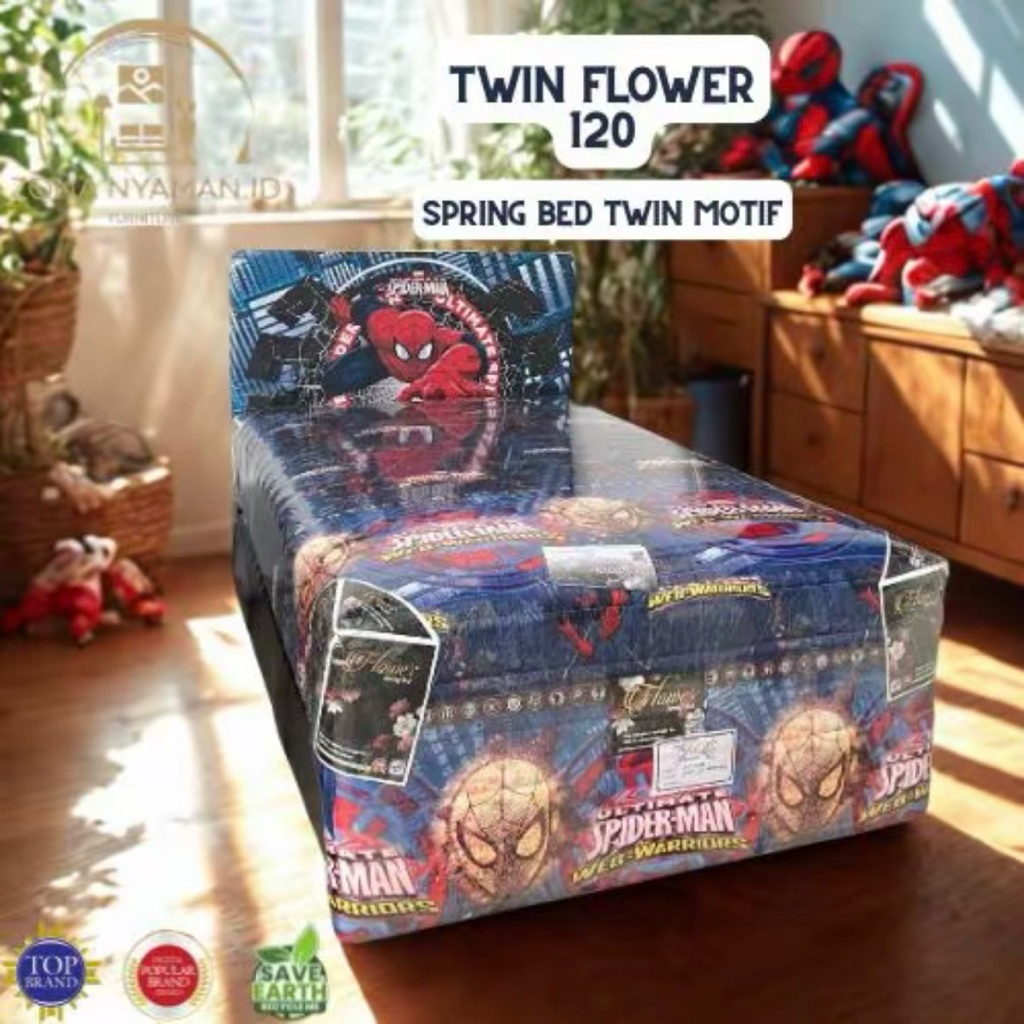 Kasur Springbed Karakter / Kasur Springbed Twin Flower / Kasur Twin Anak UK 120
