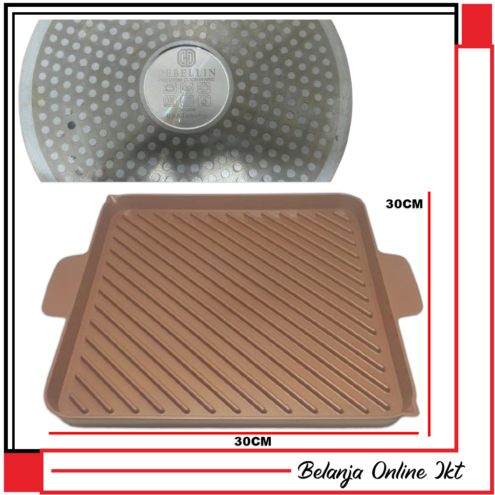 DEBELLIN Copper Grill Flat Series Anti Lengket Atau Alat Pemanggang BBQ Grill Pan SECOND DEBELLIN PR