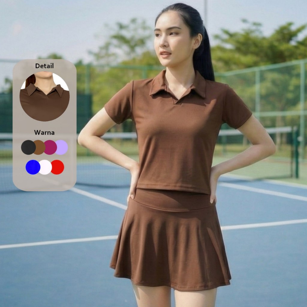 Setelan olahraga GABY SKIRT SET setelan senam wanita baju senam baju olahraga rok celana