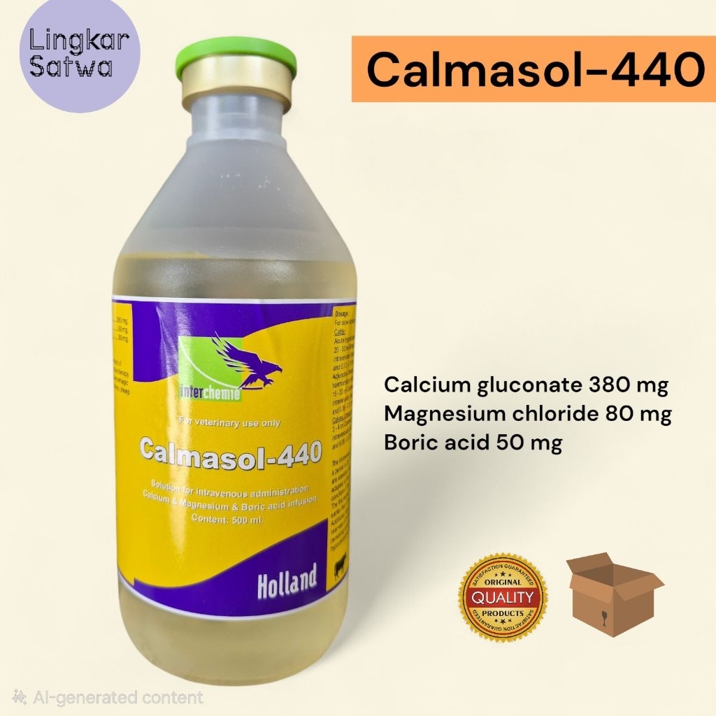 Calmasol-440 500 ml / Calcium ternak/ Obat Sapi Ambruk