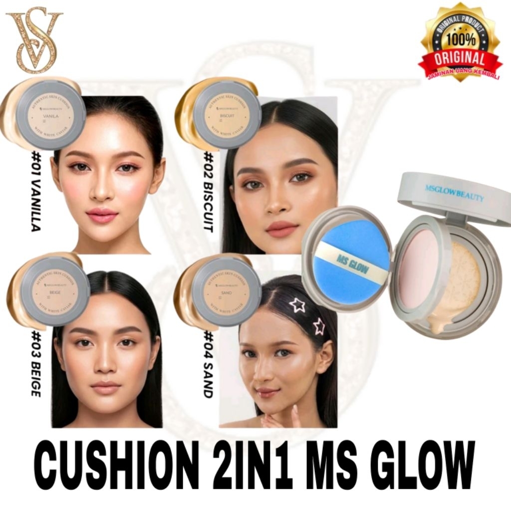 Velix Cushion Ms Glow 2in 1 Authentic Skin Plus Bedak Padat Original