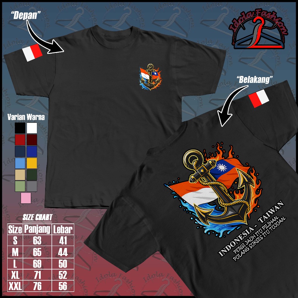 Kaos Anak Rantau - Baju Indonesia Taiwan - Bisa Cod 2026 Unixex Multiwarna