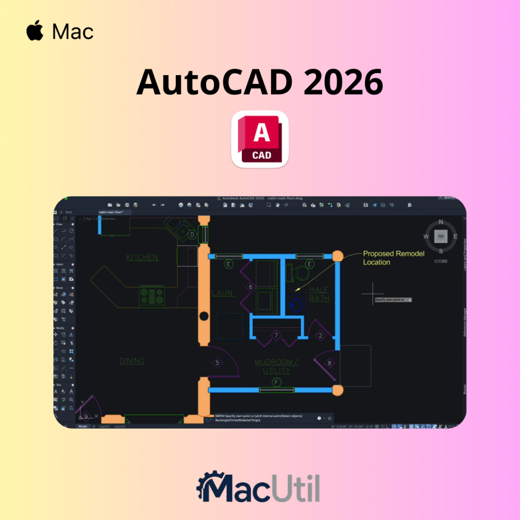 AutoCAD 2026 | Desain 3D Mac Full Version | Support Chip M1 - M5 & Intel | Lifetime Bebas Virus