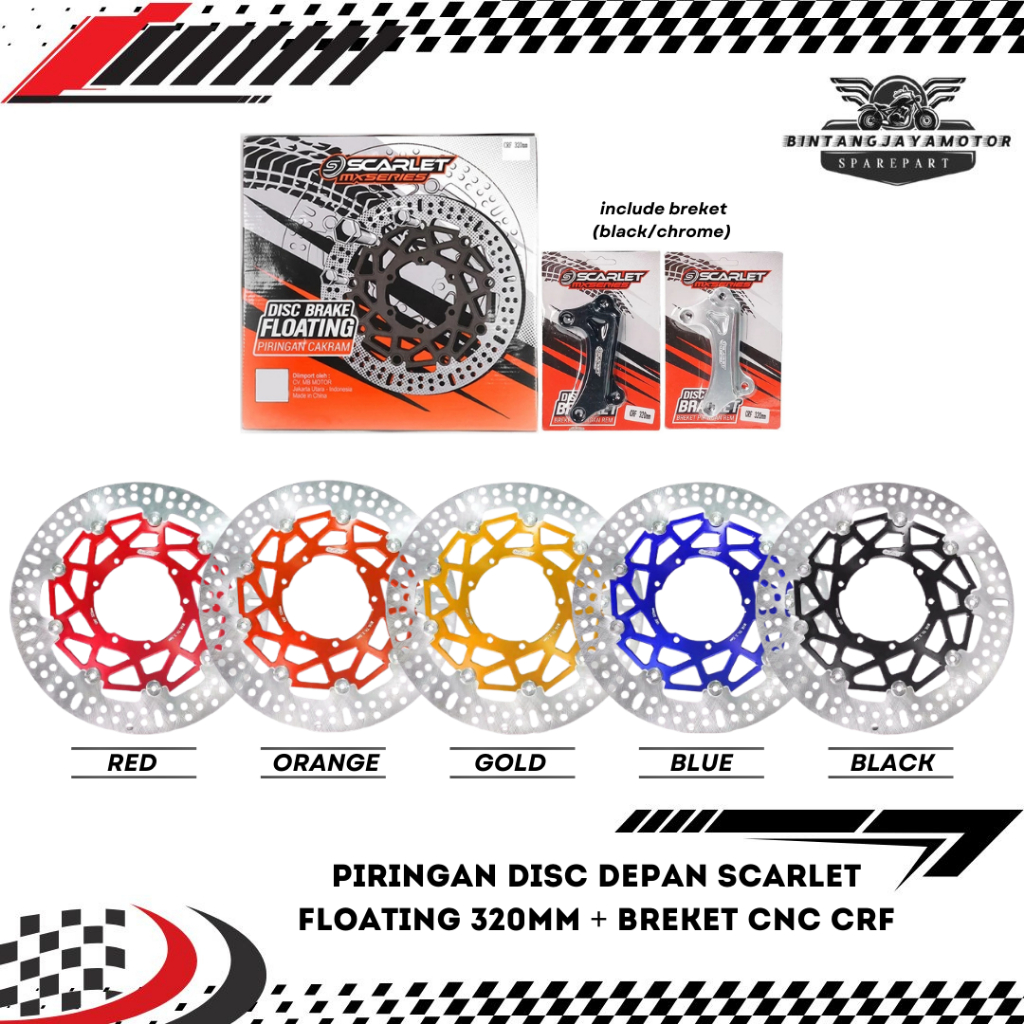 Piringan Disc Depan Floating CRF + Breket Scarlet
