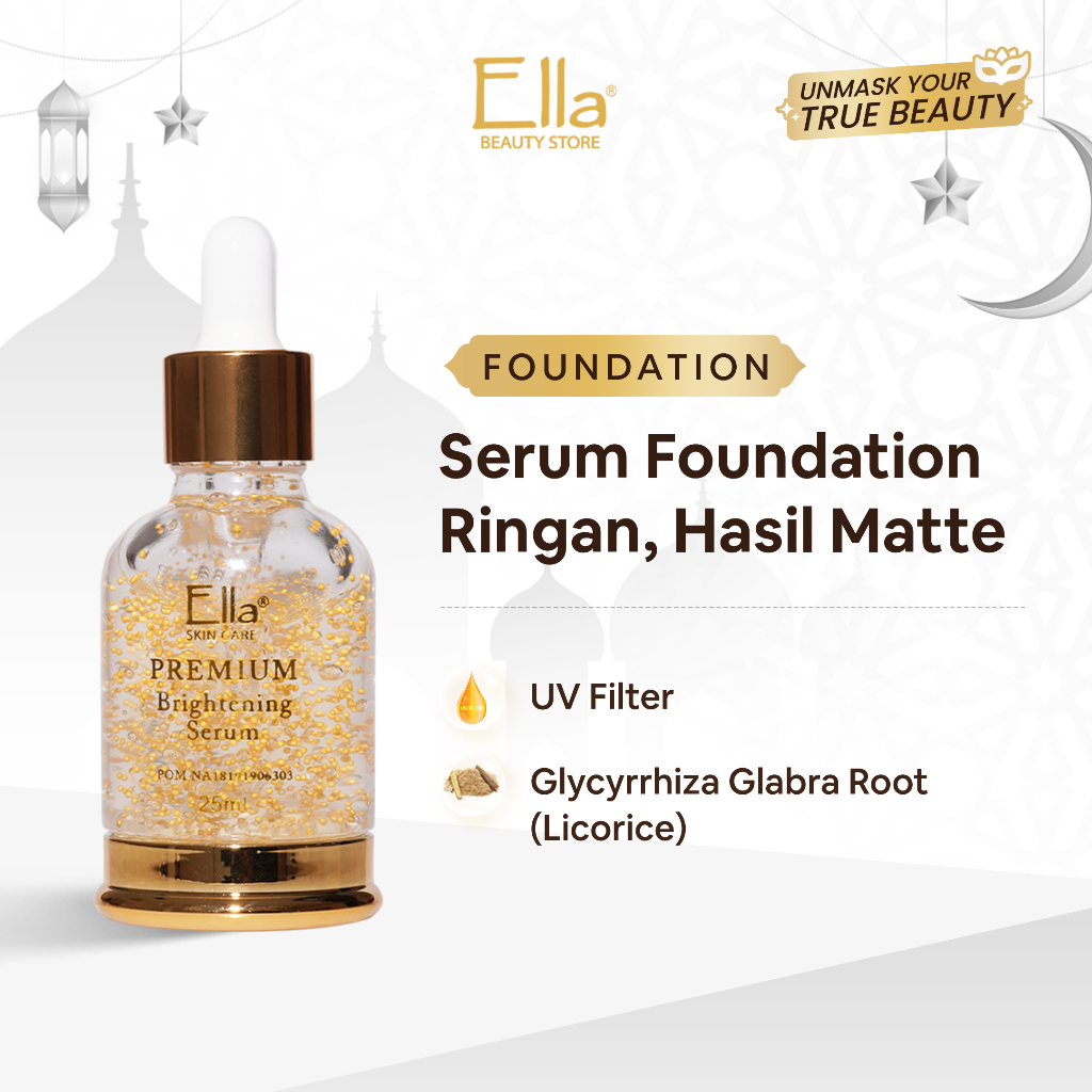 Ella Skincare Premium Foundation Brightening Serum with Sodium Hyaluronate & Licorice Extract - Seru