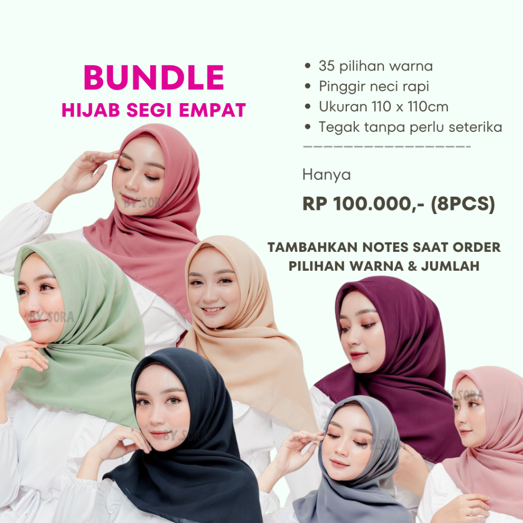 HIJAB SEGI EMPAT POLOS / KERUDUNG SEGI EMPAT POLOS