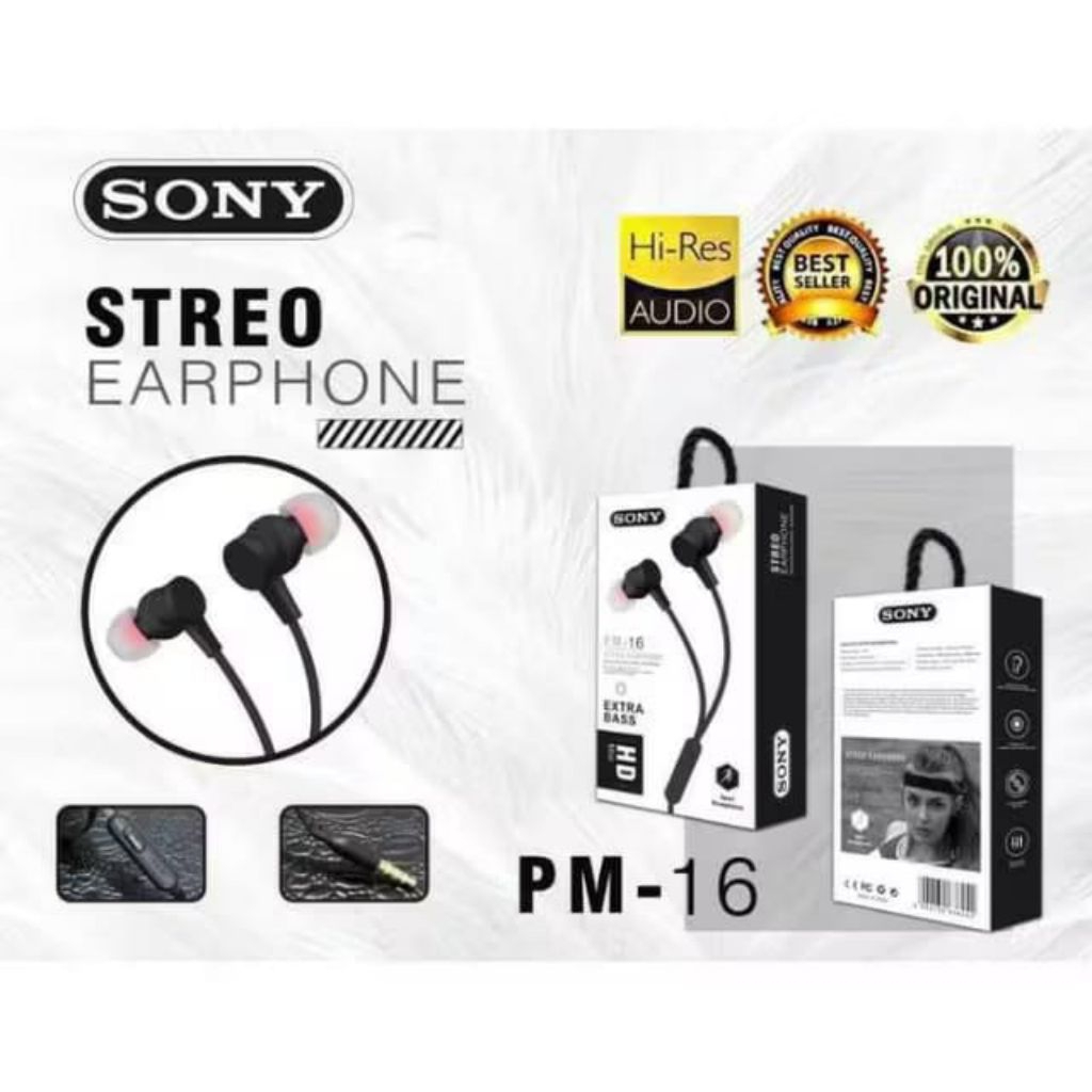 Headset Earphone Sony PM-16 Extra Bass With Mic