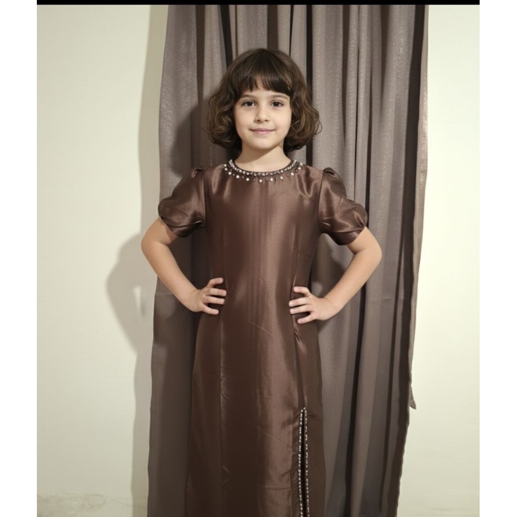 dress amena anak satin  velvet lembut baju kondangan anak payet