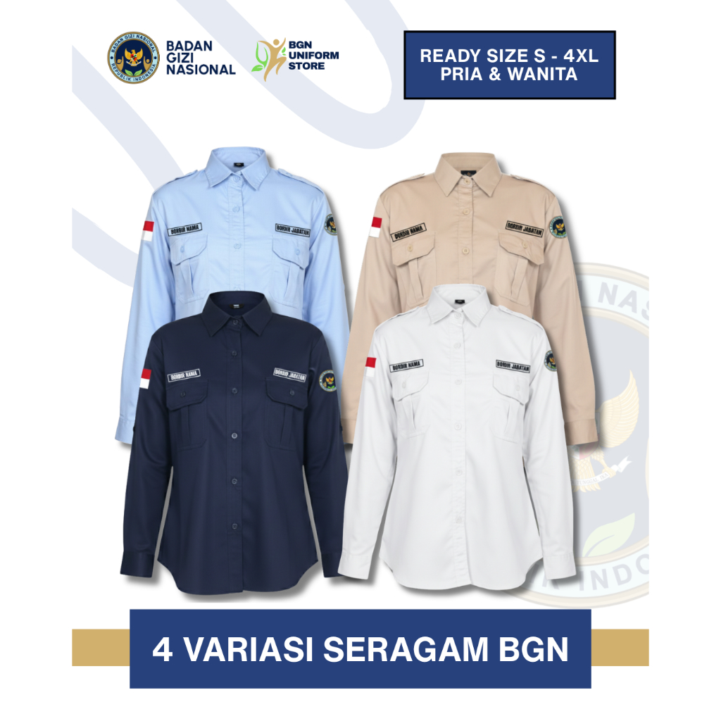 SERAGAM BGN FREE BORDIR NAMA,JABATAN DAN LOGO BGN PUNGGUNG TULISAN BADAN GIZI NASIONAL SERAGAM SPPG 