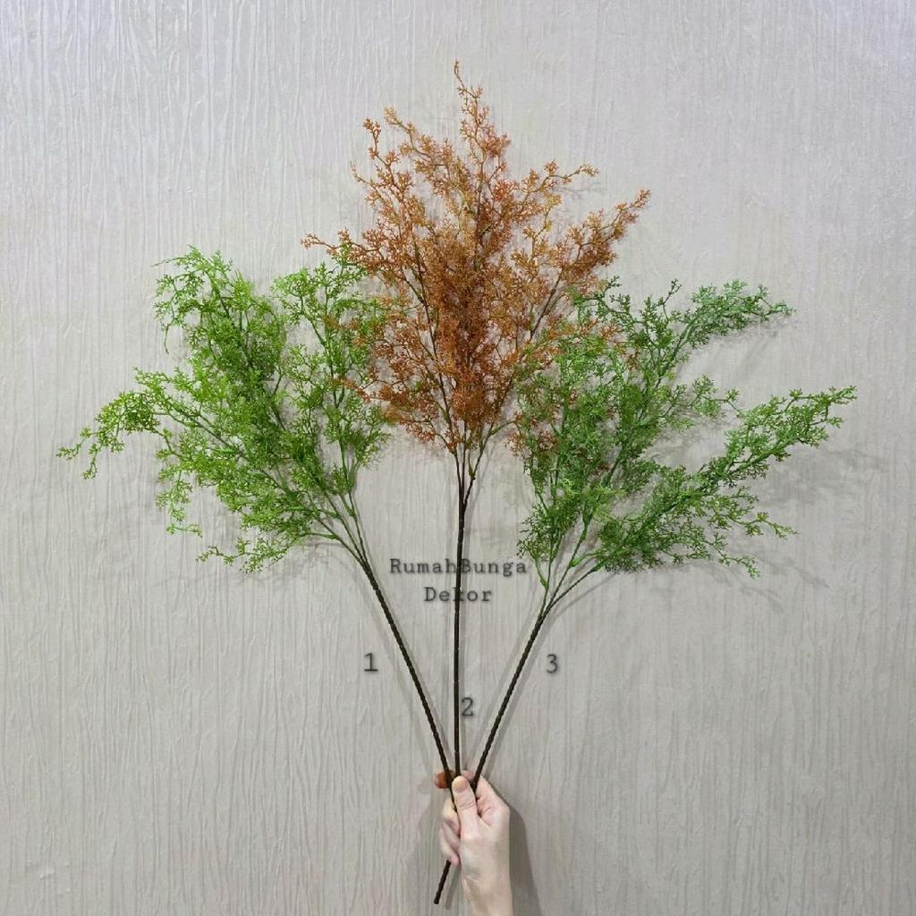 Daun Cemara Asparagus Artificial Tangkai Panjang / Daun Misty Pine Artificial ( Ada 3 Warna )
