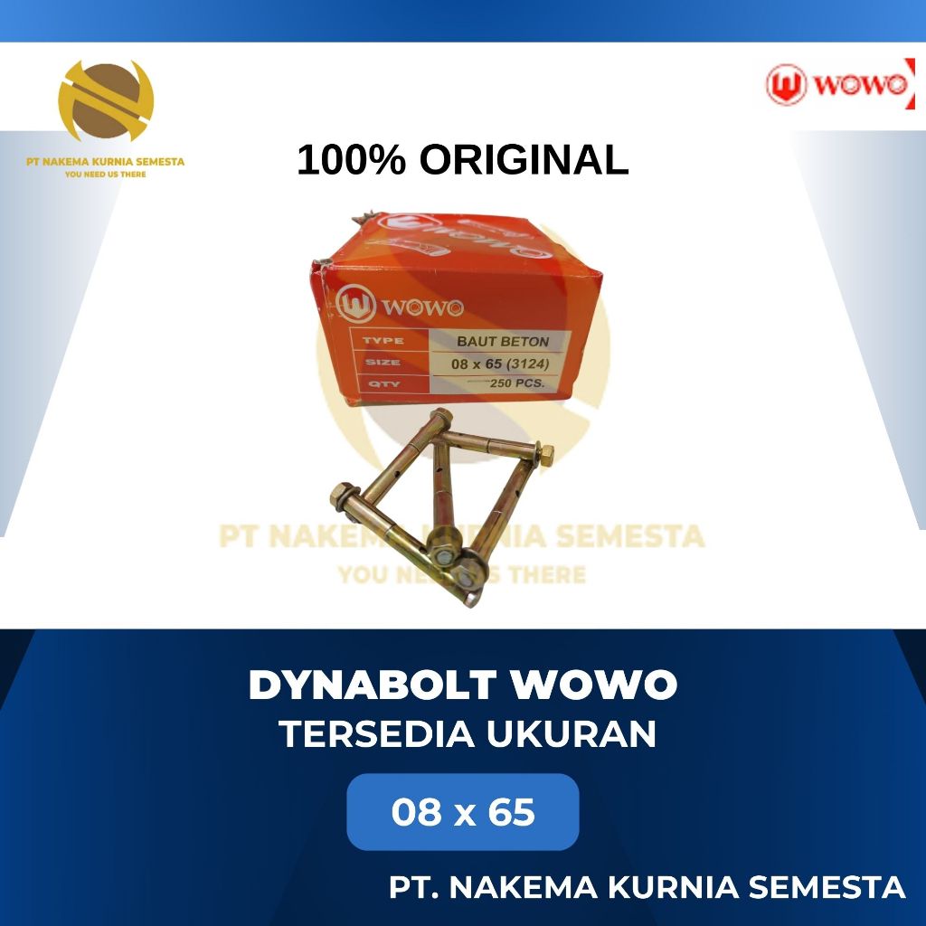 DYNABOLT WOWO M8 X 65, DYNABOLT KUNINGAN MERK WOWO KUALITAS TERJAMIN