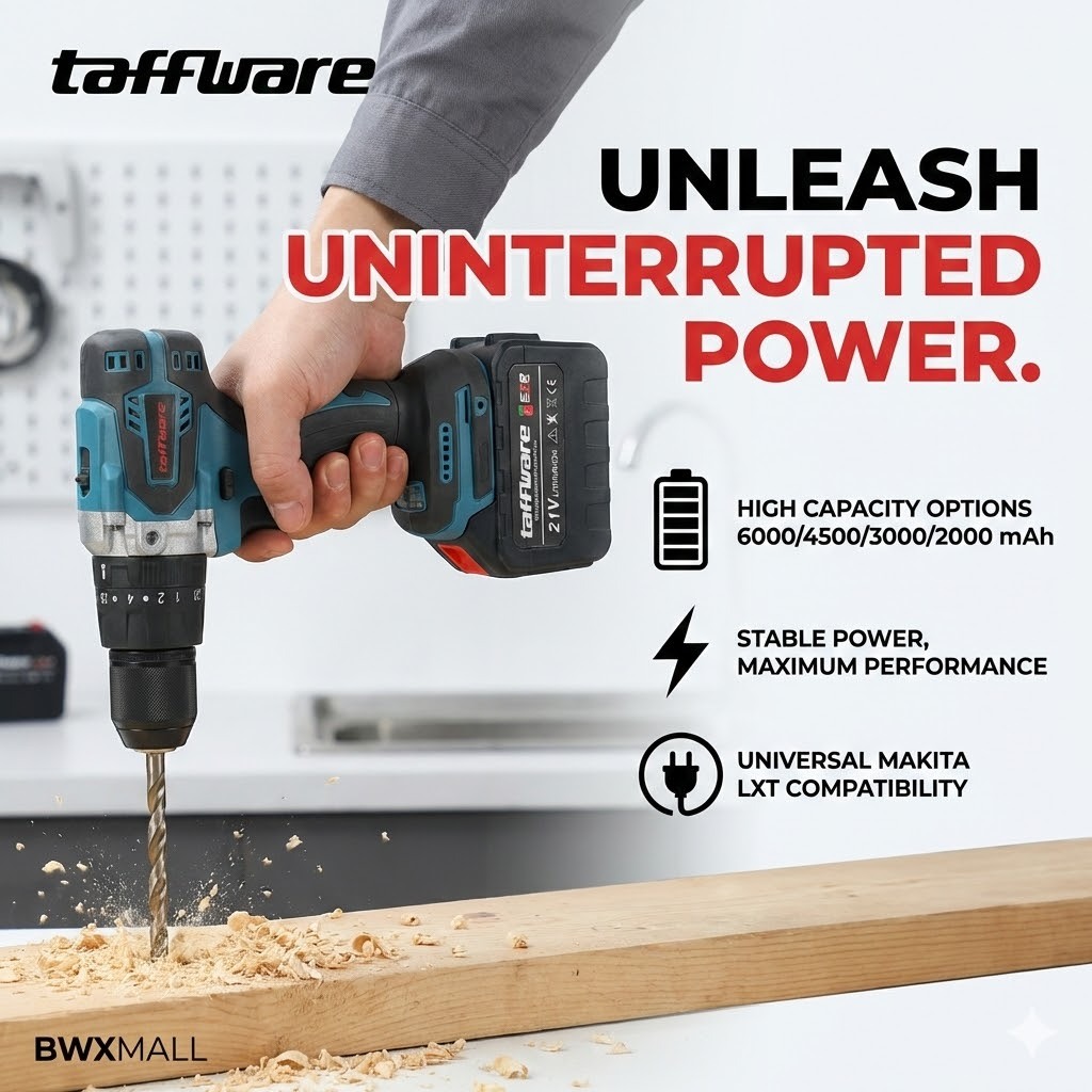 Baterai Bor Cordless 21V Taffware 88Vf LXT Makita Pengganti BL1850 Impact Drill Grinder Saw 20 Cell 