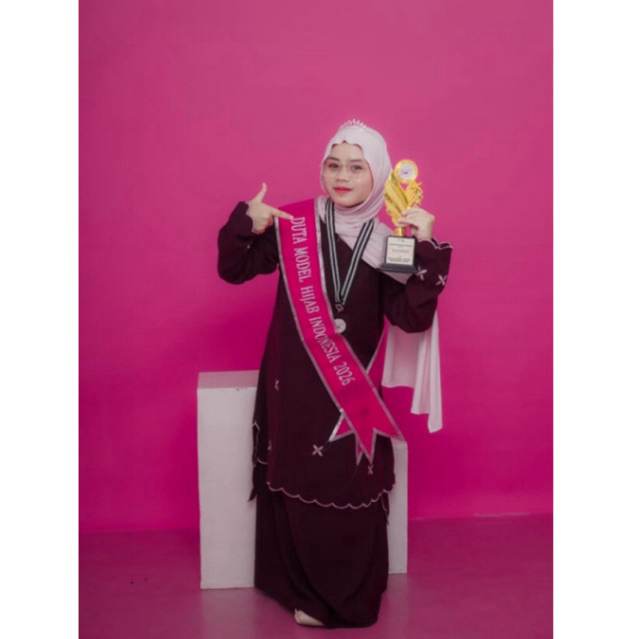 [COD] Selempang Duta model hijab Pink Silver