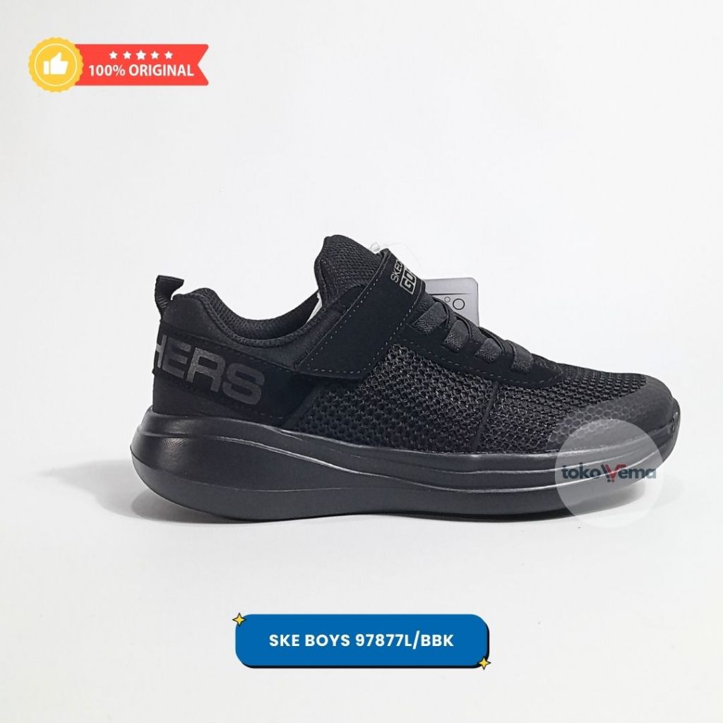Sepatu Anak Original SKECHERS GO RUN FAST Boy's Shoes BLACK 97877L/BBK
