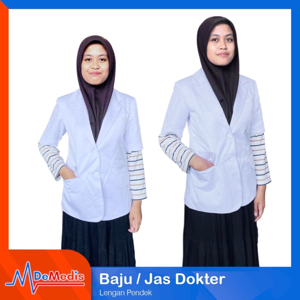Jas Dokter Lengan Pendek | Baju Dokter | SNELI | Jas Koas | Jas Dokter Wanita | Jas Dokter Pria