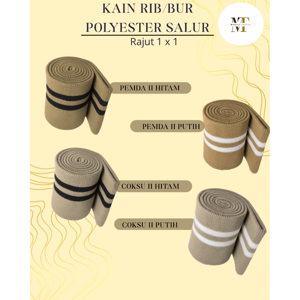kain Rib/Bur jaket polyester motif salur warna PEMDA cocok untuk berbagai macam aksesoris jaket