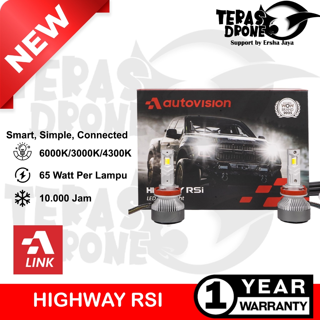 Autovision Highway RSI LED 3 Warna H4 H8 H9 H11 H16 65 Watt 3 Warna