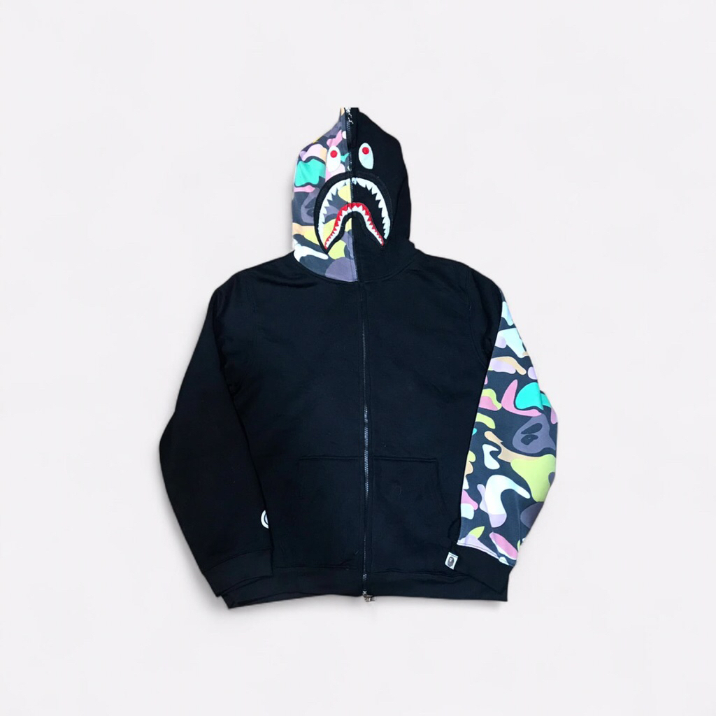 BAPE Giant Multi Shark Camouflage Full Zip Hoodie Black A Bathing Ape Size XL Bathing Ape Monster po