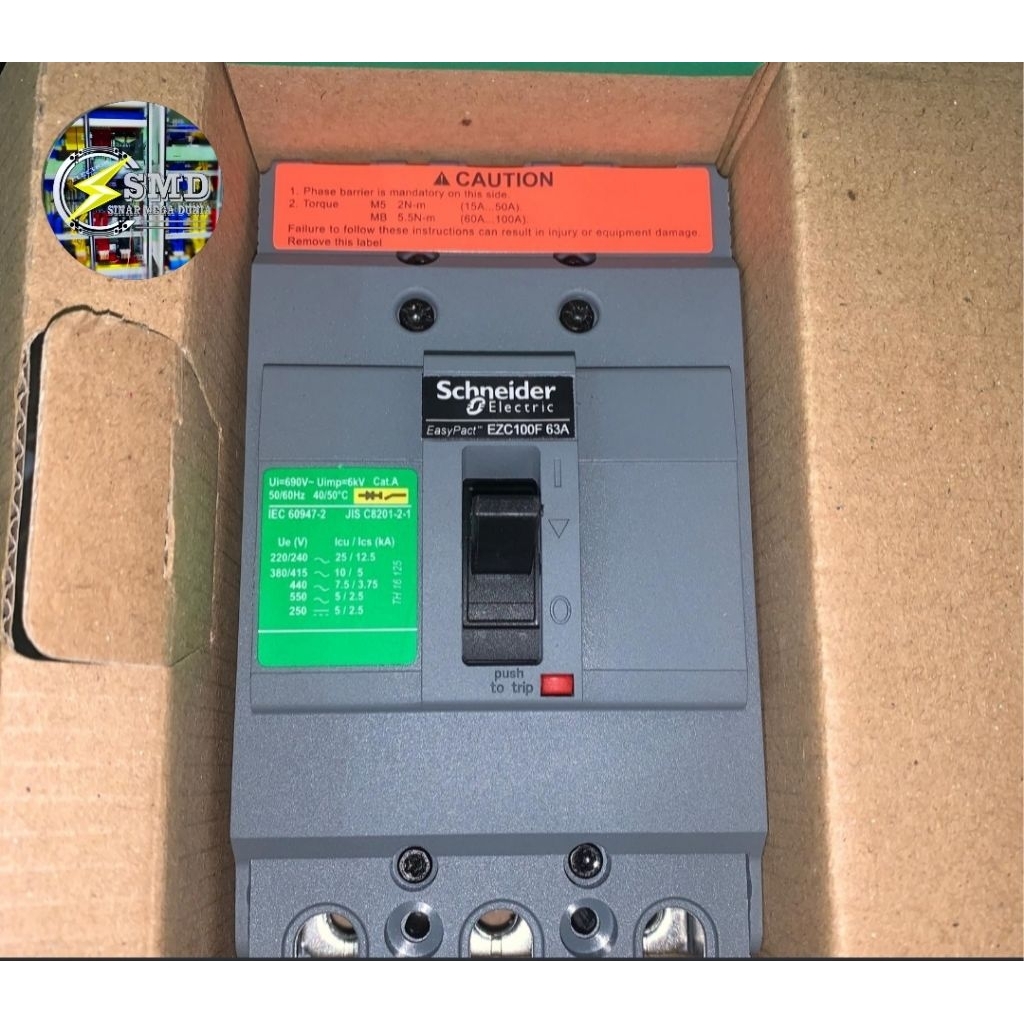 Mccb ezc100f 3phas 63amper ref ezc100f3063