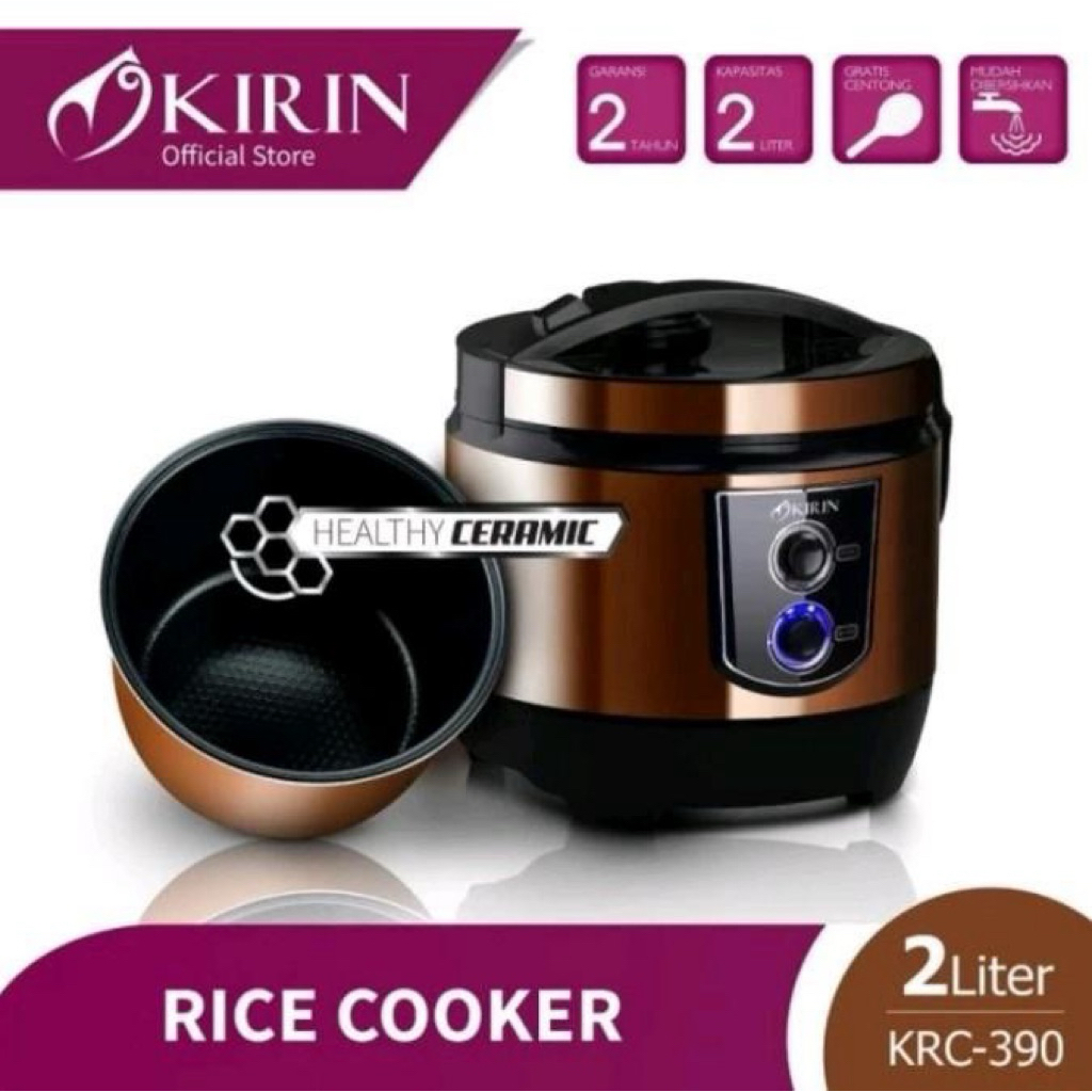 MAGIC COM KIRIN KRC 390 - MAGIC KIRIN PANVI KERAMIK - RICE COOKER KIRIN 2L - MEJIKOM KIRIN 2 LITER -