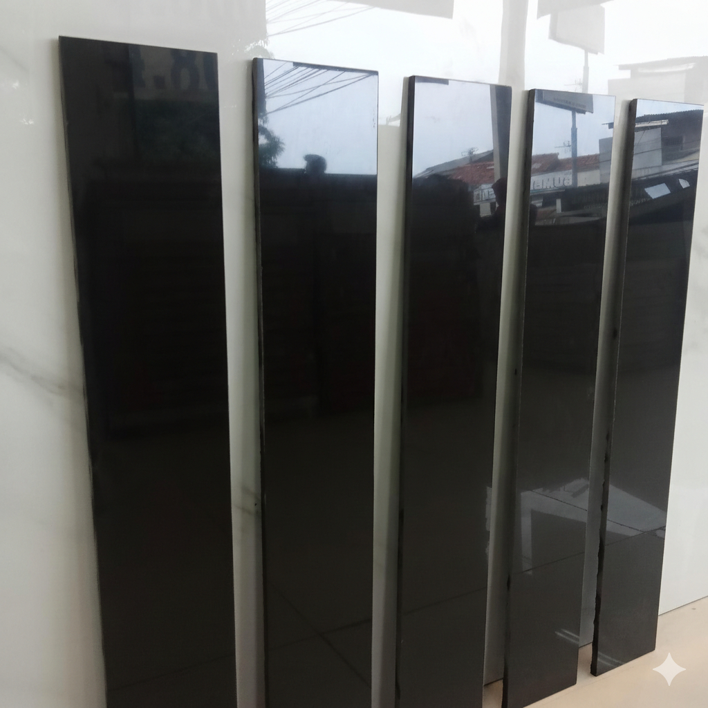 Plint Granit 10x60 Black Super Valentino Gres KW1 Nano Poles | List Skirting Hitam Premium Elegan Ta
