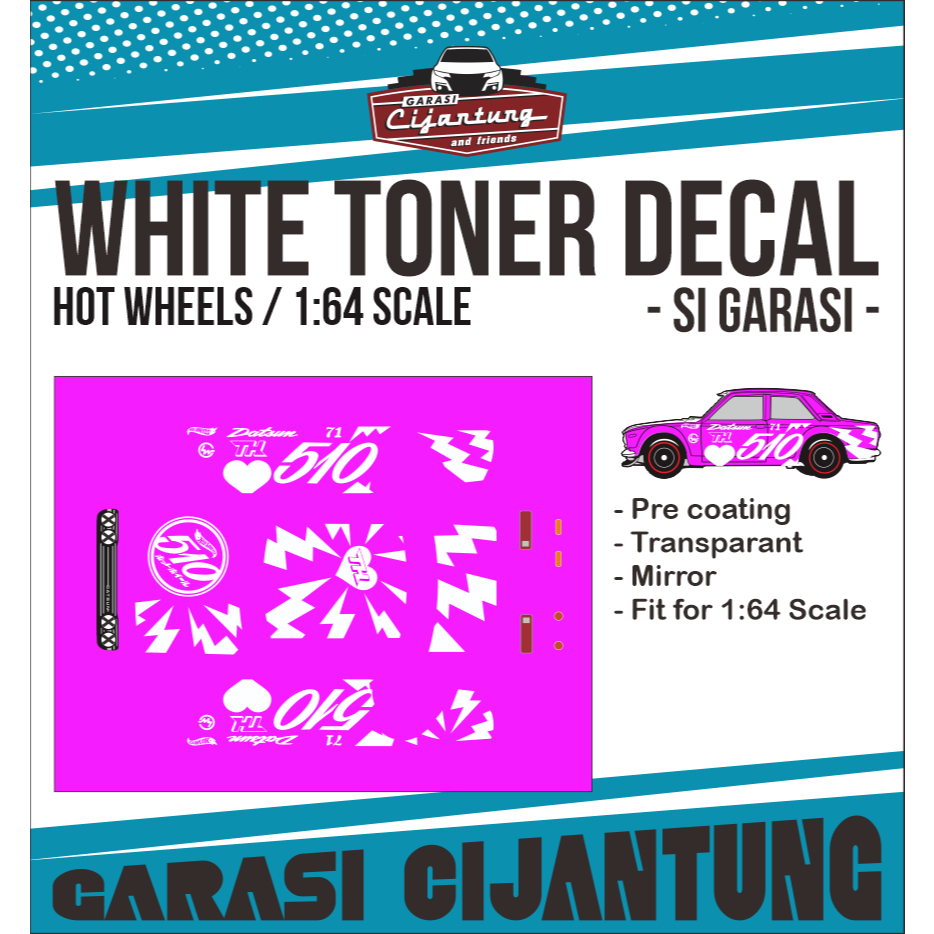 [White Toner] decal Hot Wheels Datsun 510 tema ths