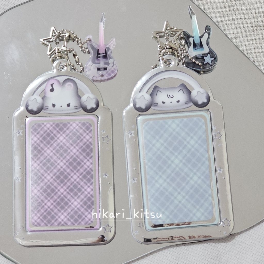 Cahol Card Holder Photocard PC Holder Rock Bass Guitar Blue Pink / Gantungan Kpop Frame Foto tempat 
