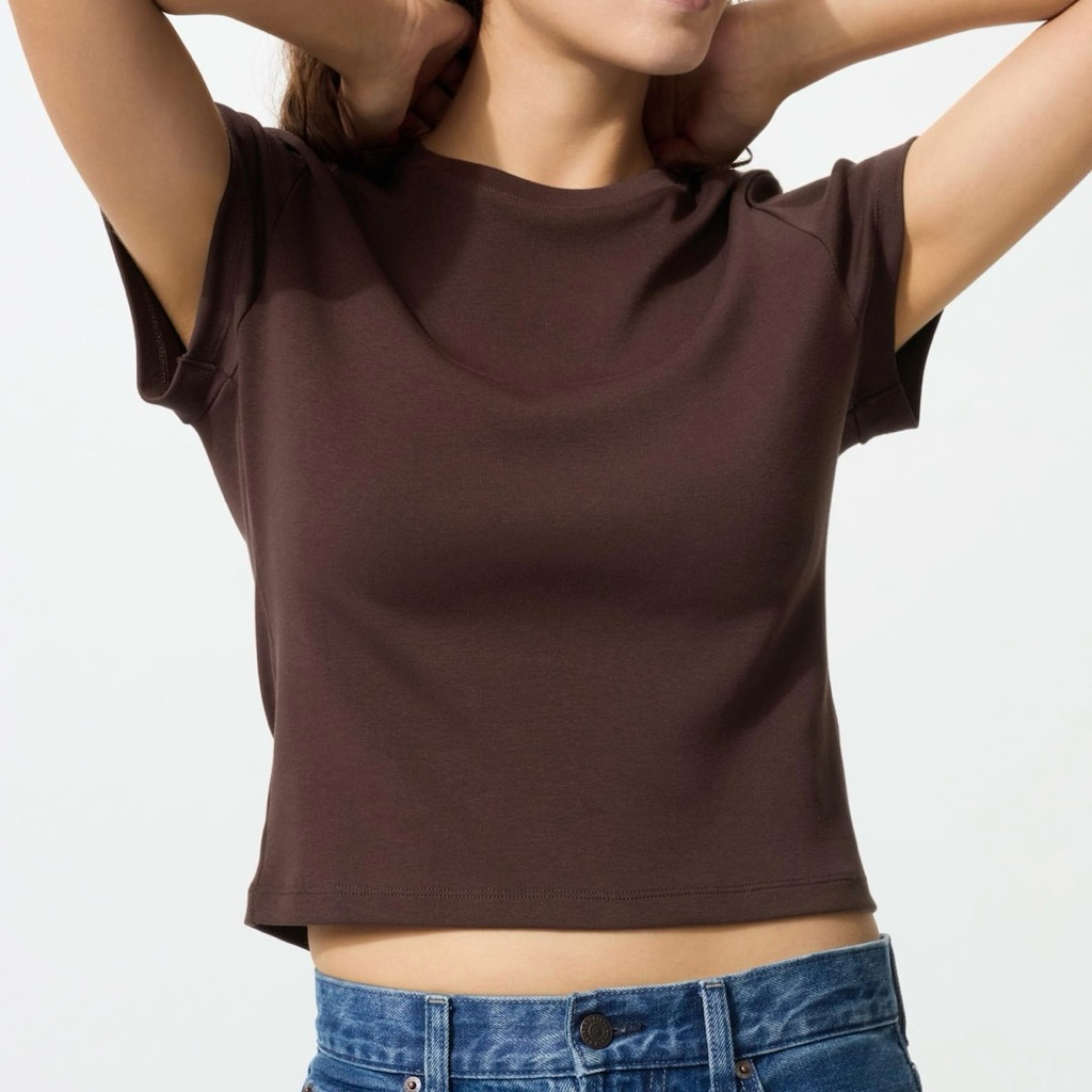JASTIP UNIQLO T-SHIRT KAOS CROP TOP LENGAN PENDEK WANITA CEWEK