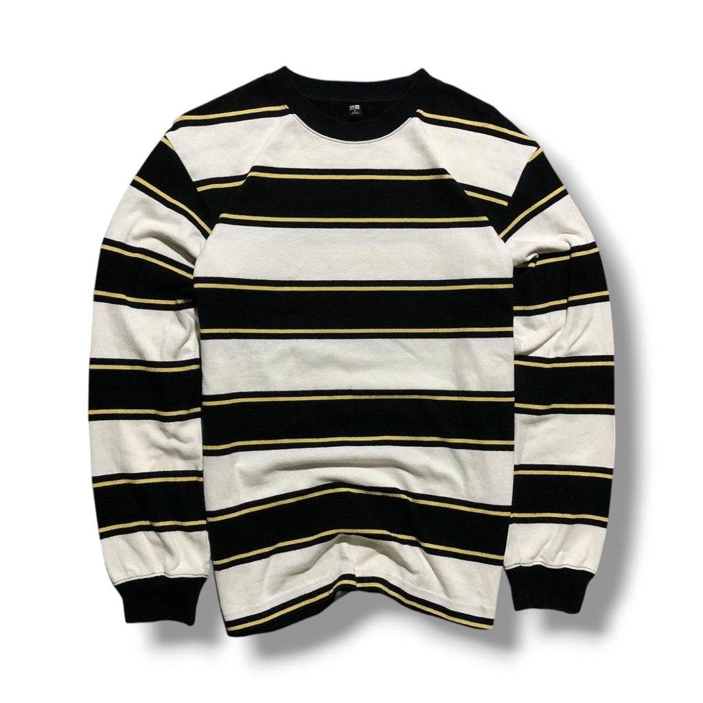 Tshirt Uniqlo Garis Salur Putih Hitam Iqbaal