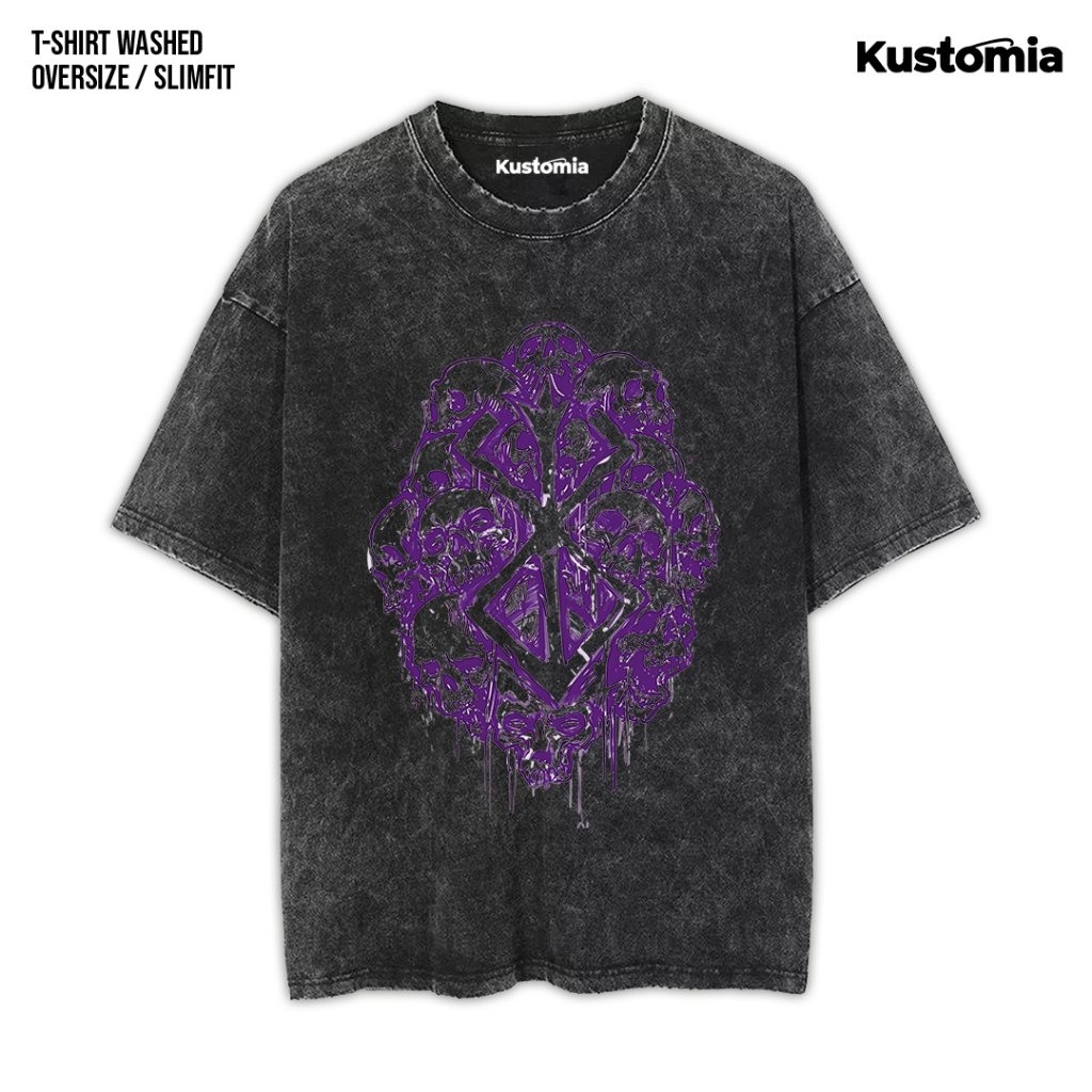KUSTOMIA Kaos BERSERK Washed T-shirt Black White | BERSERK-5