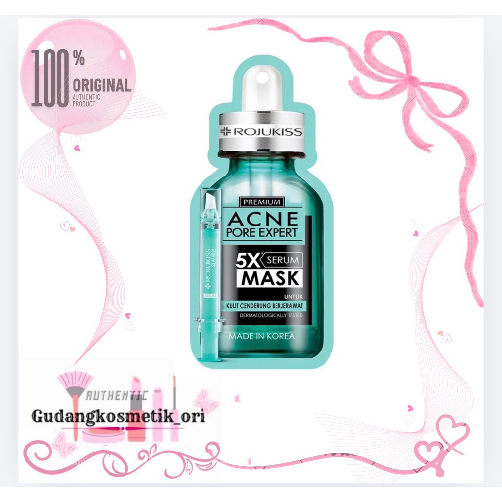 Rojukiss Acne Pore Expert 5X Serum Mask, sebuah masker wajah (sheet mask) dari Korea