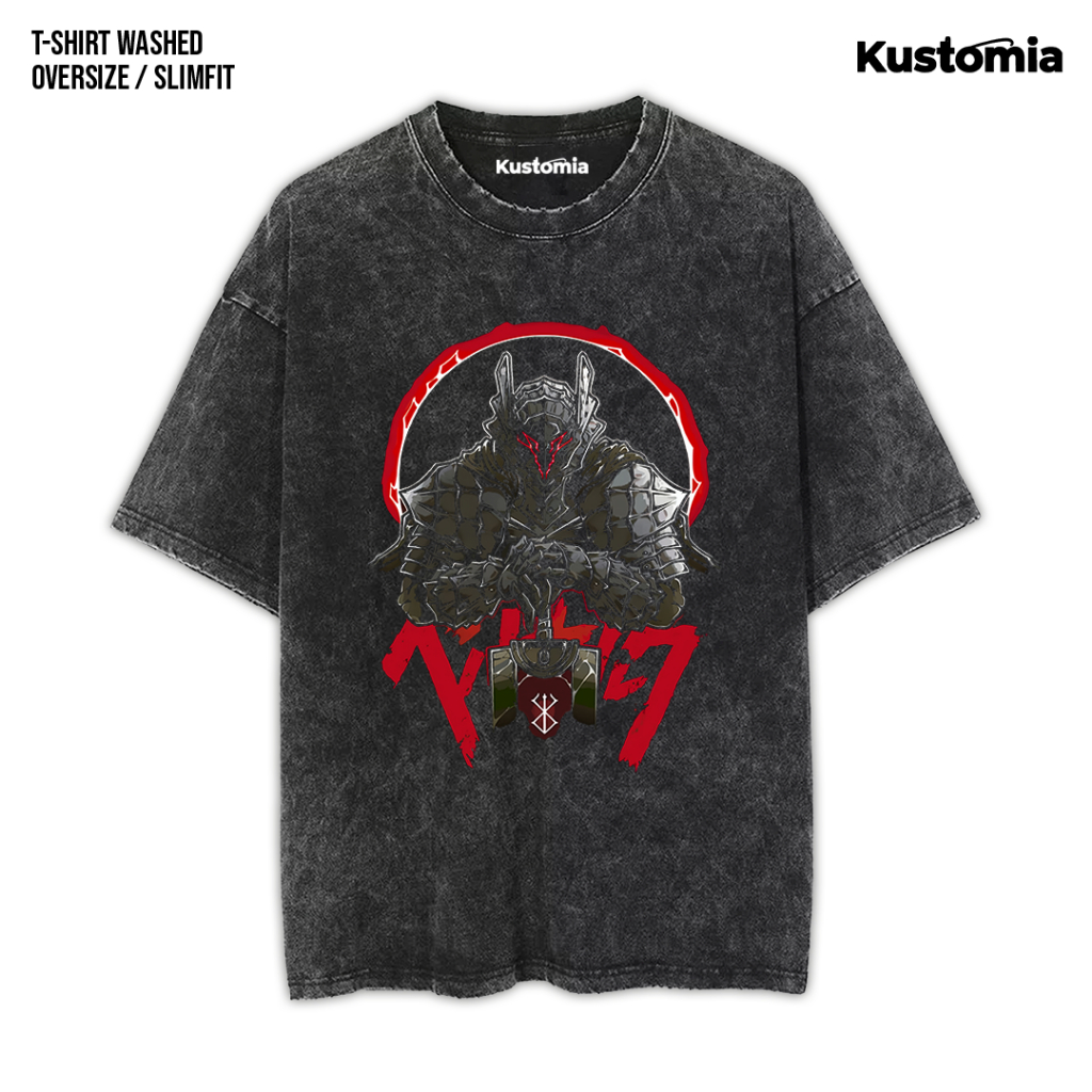 KUSTOMIA Kaos BERSERK Washed T-shirt Black White | BERSERK-16