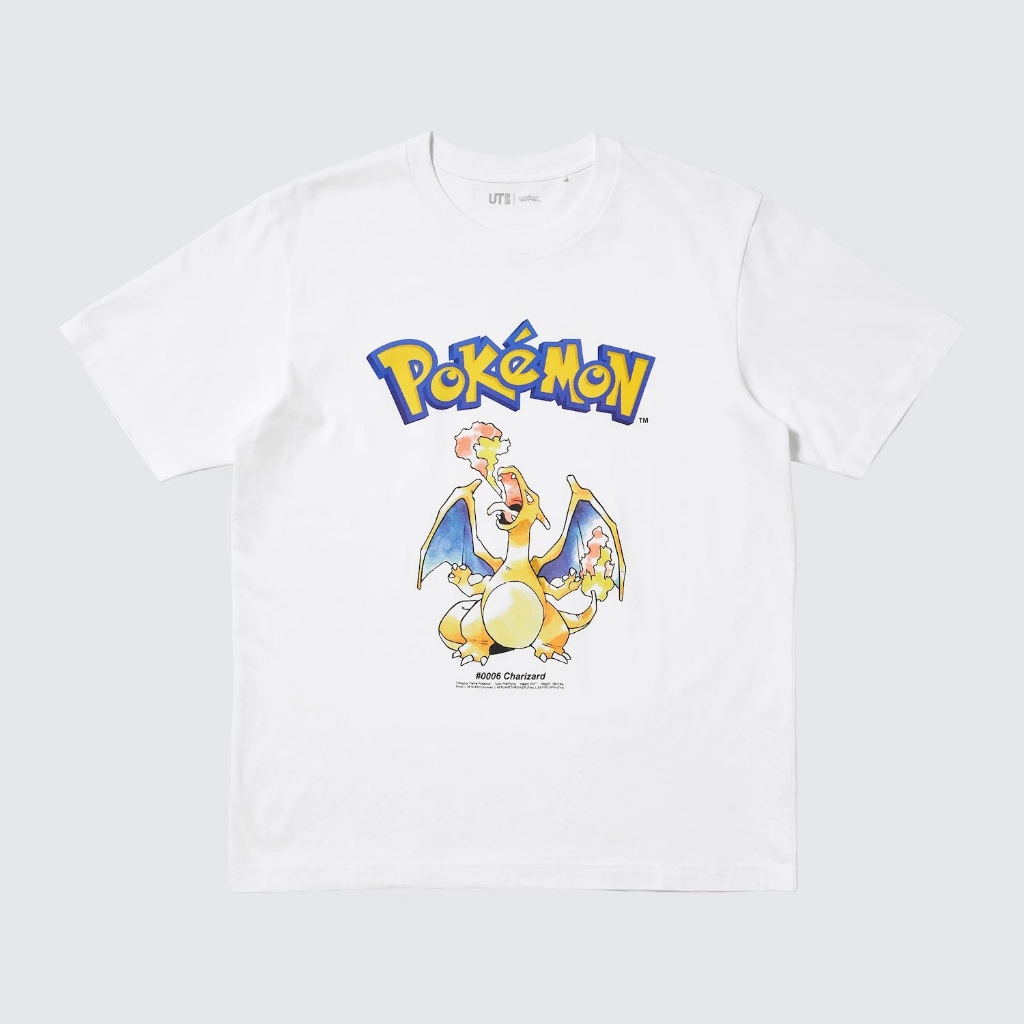 Tshirt Uniqlo x Pokemon (Charizard) | UT Pokemon Kaos Lengan Pendek - Putih