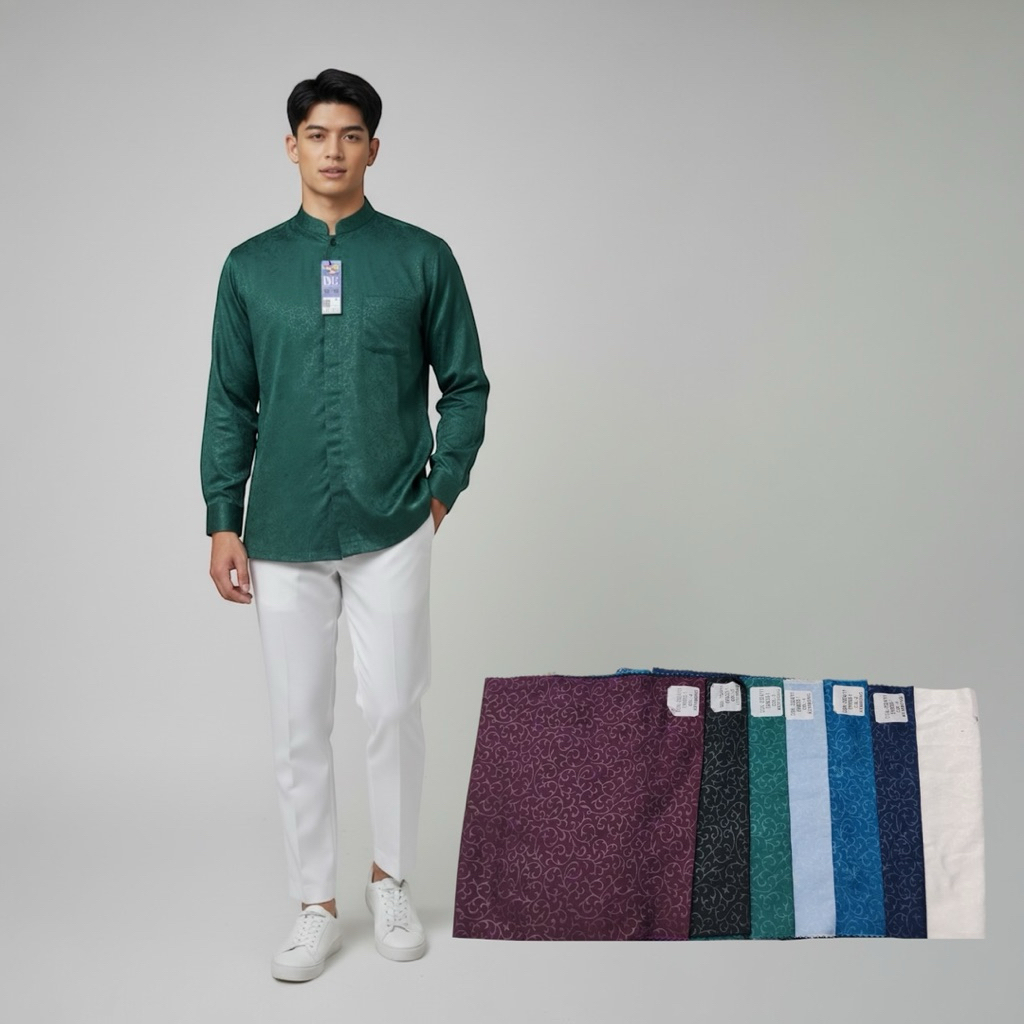 MOTIF BARU 2026 DAUN EMBOS, Koko DL Busana Muslim, Baju Koko Pria DL, Koko DL Busana Muslim