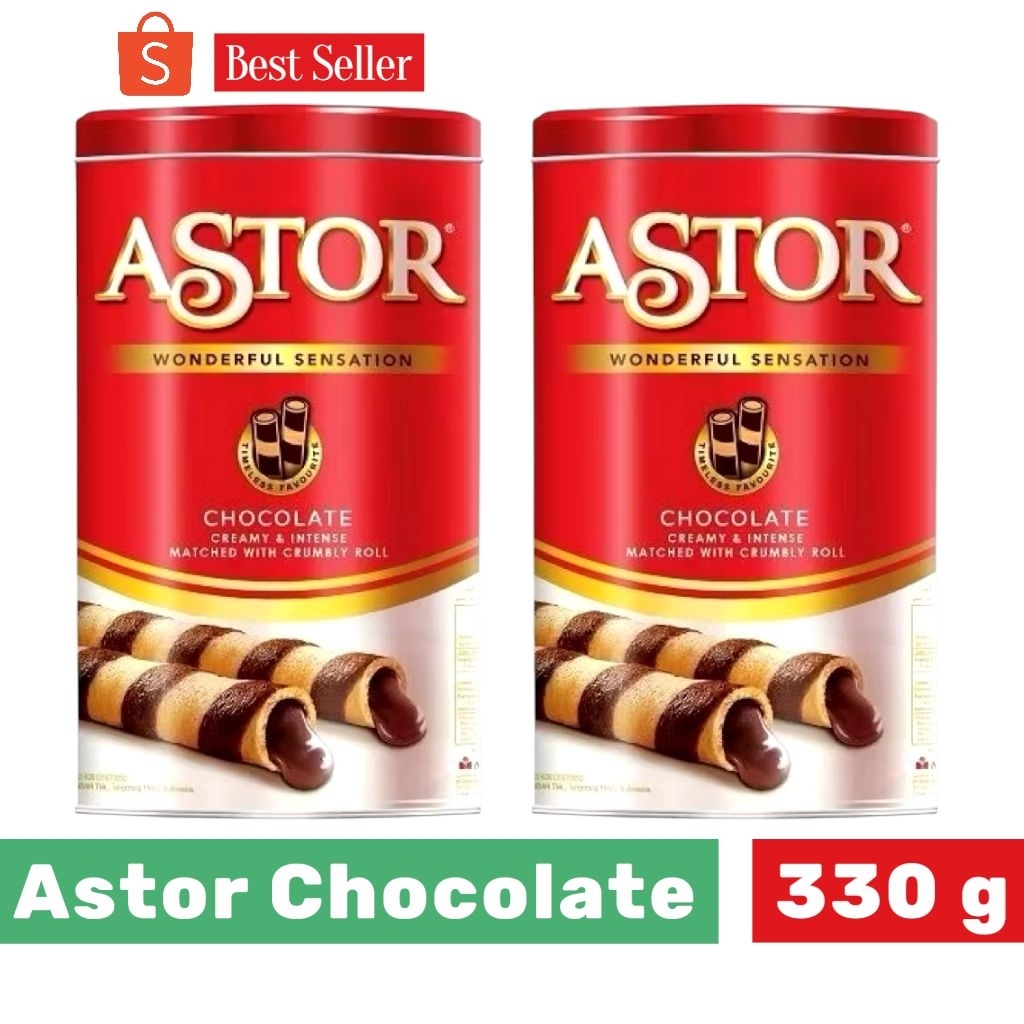 Astor Wafer Stick Coklat Kaleng 330 Gram