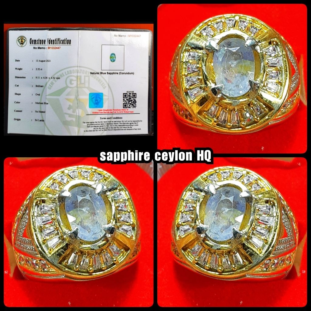 Blue sapphire srilanka ceylon + sertifikat lab ya