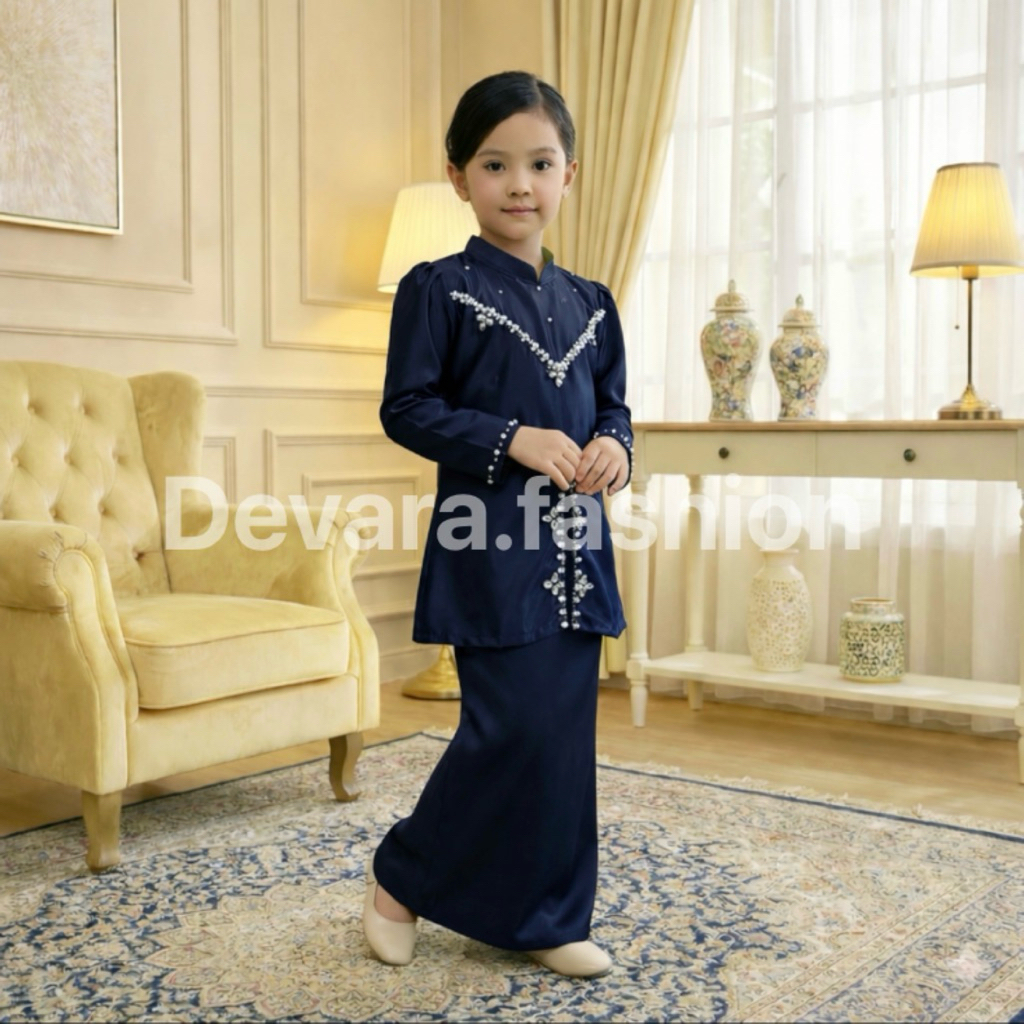 one set elliza baju kurung melayu anak perempuan baju design payet mutiara